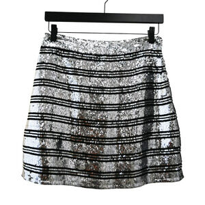 Derek Lam 10 Crosby Mini Party Skirt Size 4 Silver Sequin Striped